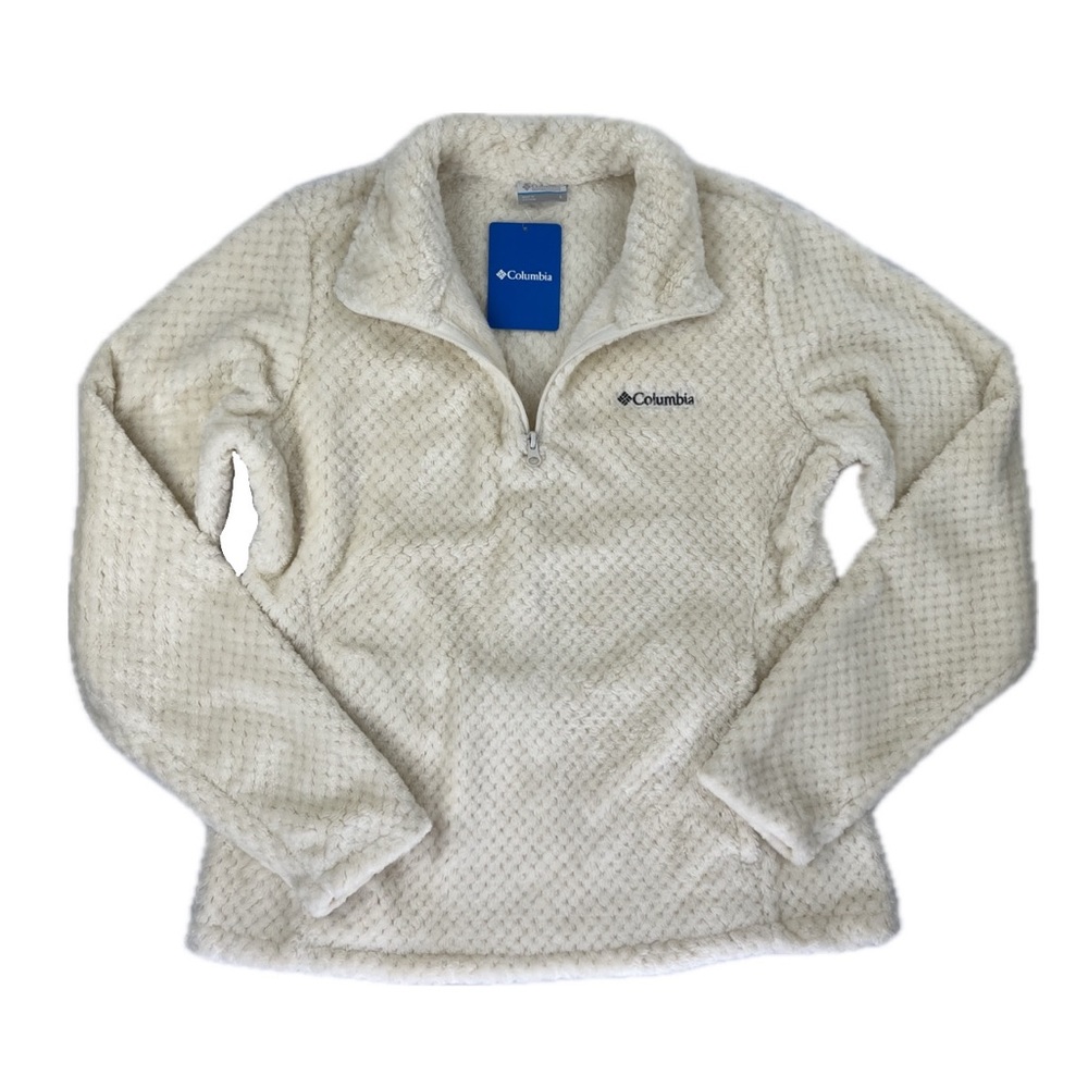 NEW Columbia Beech Forest High Pile Soft Teddy Fleece 1/4 Pullover Cream Large - Picture 13 of 15